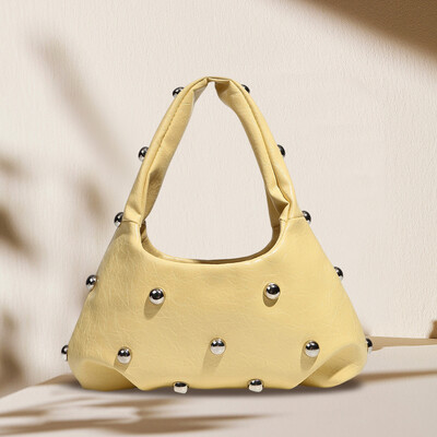 Ženska PU torba na rame s nitnama Punk torba ispod pazuha s kopčom Cool stilska torba ispod pazuha Chic Hobo torba Dizajnerska ručna torbica