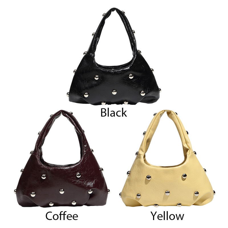 Ženska PU torba na rame s nitnama Punk torba ispod pazuha s kopčom Cool stilska torba ispod pazuha Chic Hobo torba Dizajnerska ručna torbica
