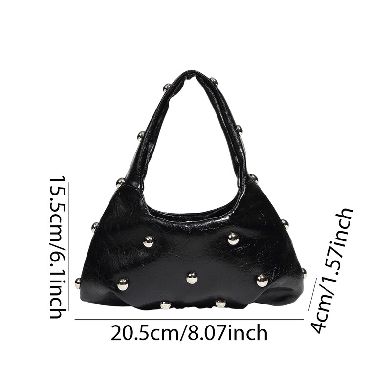 Ženska PU torba na rame s nitnama Punk torba ispod pazuha s kopčom Cool stilska torba ispod pazuha Chic Hobo torba Dizajnerska ručna torbica
