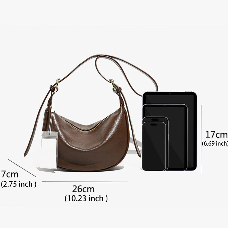 Plecu soma sievietēm Crossbody soma Sieviešu viegla Hobo soma, vintage ādas pusmēness soma, vienkrāsains PU ādas klimpas
