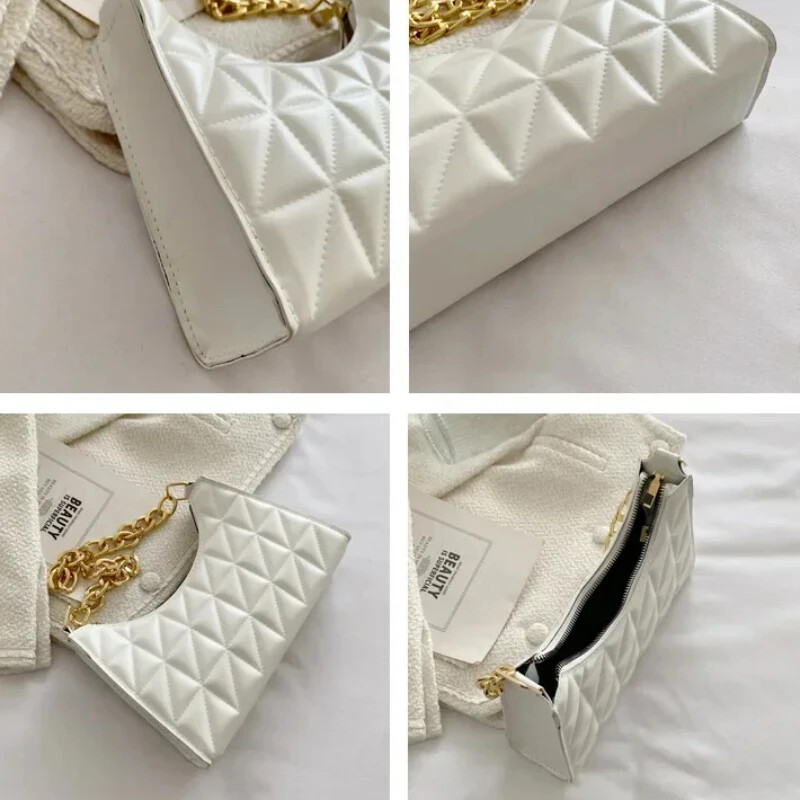 Geantă avansată cu diamante pentru femei 2024, noua tendință, cu toate potrivirile, geantă de umăr cu lanț de nișă, geantă de cumpărături cu textura de modă pentru femei