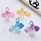 Breloc cu urs din rășină transparentă, colorat, cu bomboane, breloc inimioare, breloc femei fete, husă pentru căști, geantă, decorațiuni, cadouri pentru prieteni