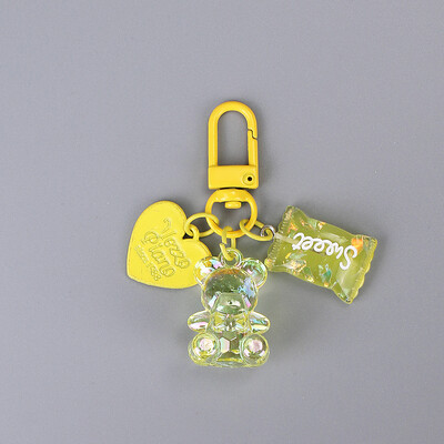 Breloc cu urs din rășină transparentă, colorat, cu bomboane, breloc inimioare, breloc femei fete, husă pentru căști, geantă, decorațiuni, cadouri pentru prieteni