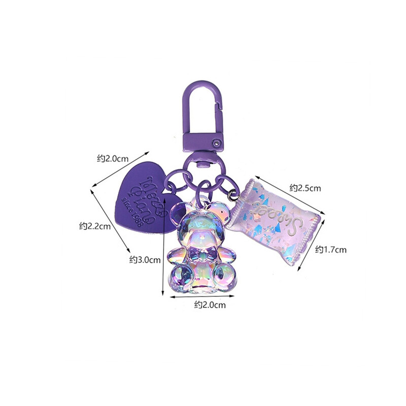 Breloc cu urs din rășină transparentă, colorat, cu bomboane, breloc inimioare, breloc femei fete, husă pentru căști, geantă, decorațiuni, cadouri pentru prieteni