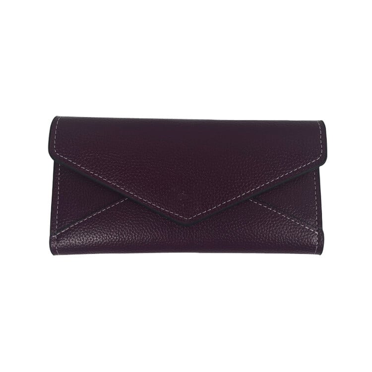 Ženski dugi novčanik s retro kuvertom s uzorkom ličija, ženski poliuretanski novčanik, ženski tanki novčanik s 2 preklopljena trokuta