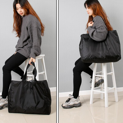 Genți de cumpărături Cu fermoar de culoare solidă Genți de băcănie de mare capacitate Lavabile Reutilizabile Simplu în aer liber Geantă de modă nouă, rezistentă