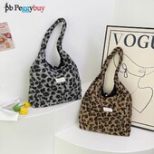 Geantă de umăr pentru femei, cu imprimeu leopard, cu buzunare interioare.