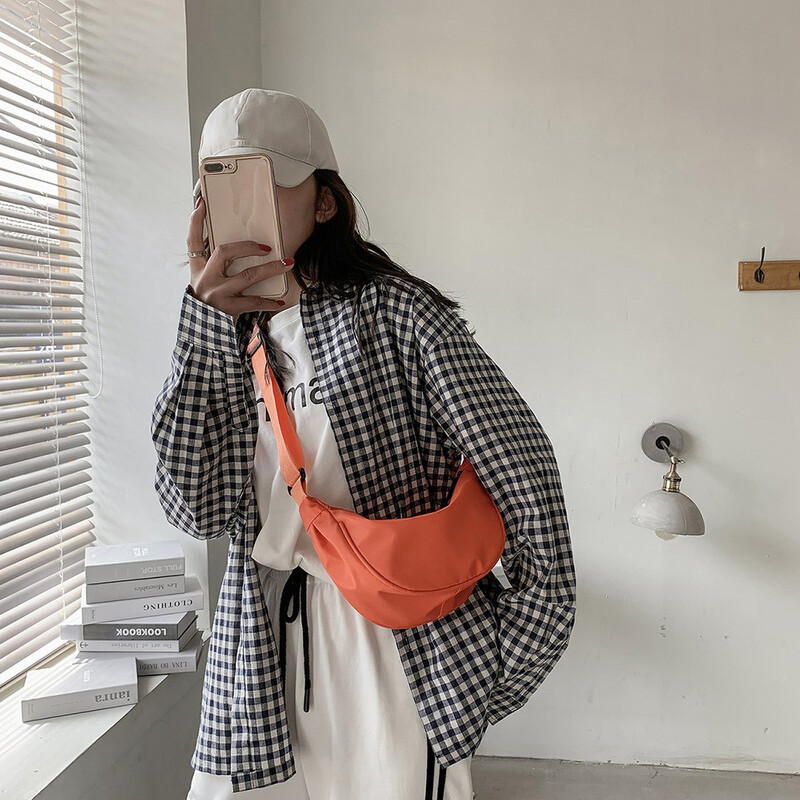 Geantă ocazională din nailon pentru piept Hobo, pentru femei, 2023, cu curea cu jumătate de lună, genți de umăr, geantă de cumpărături