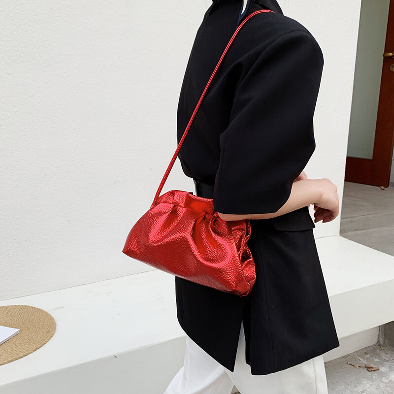 Grezna zelta mākoņa soma sievietēm Ādas Hobos Retro Cloud Crossbody soma Maza tālruņa soma Design Clutch Clip Bag Sieviešu Bolsa