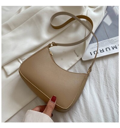 Νέες γυναικείες τσάντες ρετρό μονόχρωμες PU Δερμάτινες τσάντες ώμου Μασχάλες Casual Women Hobos Handbags сумка женская Trend