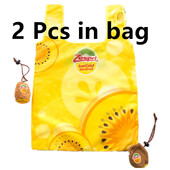Costum Kiwi 2 buc. Vânzări fierbinți Geantă de cumpărături reutilizabilă Fructe Geantă ECO pentru băcănie Genți mari personalizate pliabile din poliester cu logo