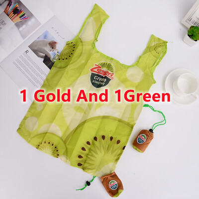 Costum Kiwi 2 buc. Vânzări fierbinți Geantă de cumpărături reutilizabilă Fructe Geantă ECO pentru băcănie Genți mari personalizate pliabile din poliester cu logo