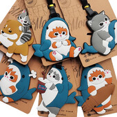 Kawaii Shark Cat Design Etichetă pentru bagaje Femei Accesorii de călătorie Etichetă pentru bagaje din PVC cu desene animate Bărbați Portabil Anti-pierdere Etichete cu nume de adresă