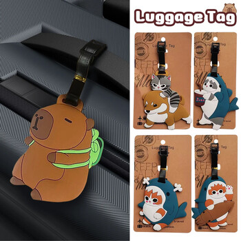 Kawaii Shark Cat Design Baggage Tag Дамски аксесоари за пътуване Карикатура PVC етикет за багаж Мъже Преносим анти-загуба Етикети с име на адрес