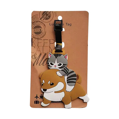 Kawaii Shark Cat Design Etichetă pentru bagaje Femei Accesorii de călătorie Etichetă pentru bagaje din PVC cu desene animate Bărbați Portabil Anti-pierdere Etichete cu nume de adresă