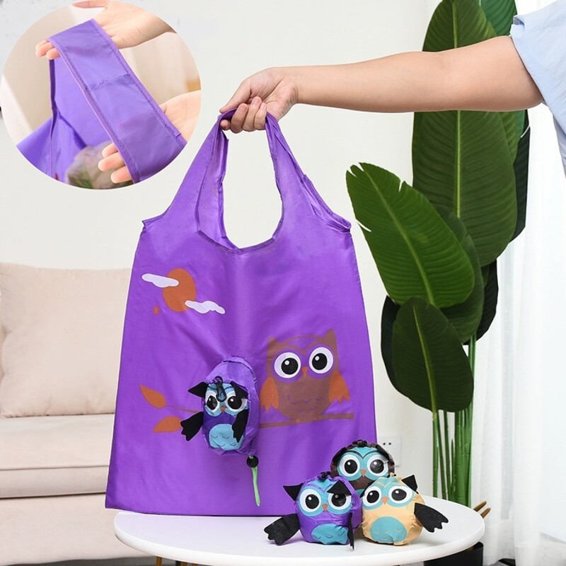 Slatka životinjica Sklopiva torba za kupovinu u obliku sove Ekološki poklon za žene Sklopiva torba za višekratnu upotrebu Prijenosna putna torba za rame Trgovina namirnicama