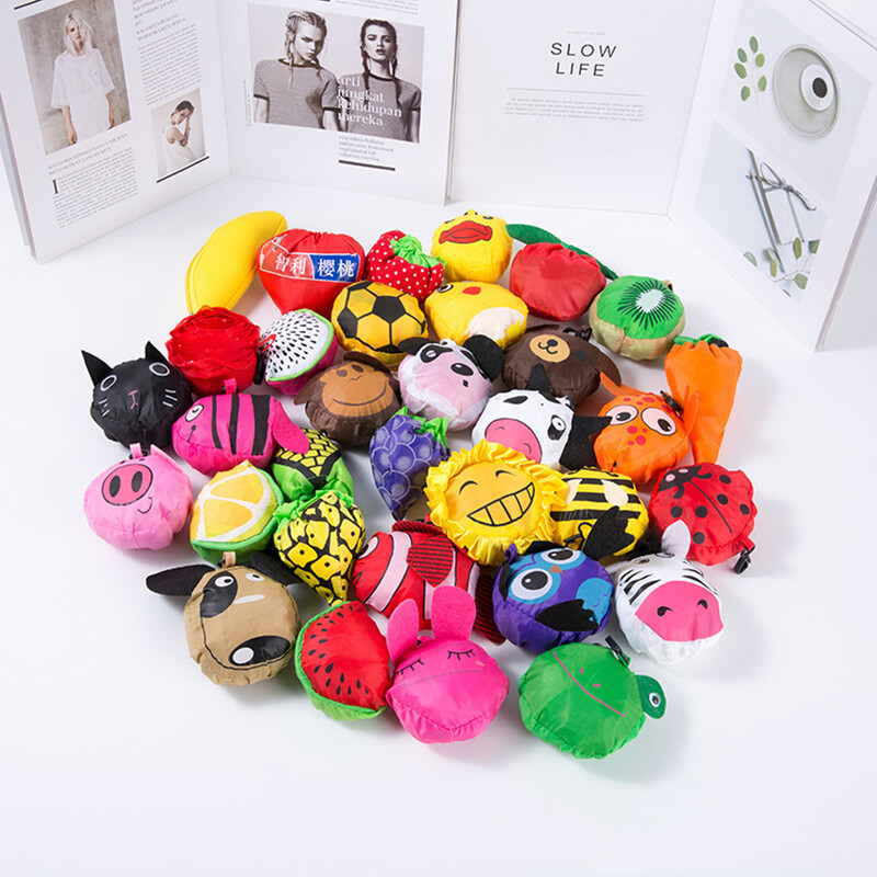 Videi draudzīgs salokāms iepirkumu maisiņš Karikatūra atkārtoti lietojama plecu soma sievietēm Pārnēsājamas pārtikas somas Uzglabāšanas soma Mājas organizators