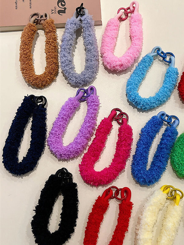 Geantă Curea pentru încheietură pentru telefon mobil Snur de pluș Curea pentru încheietură Curea pentru păpușă Snur moale Pandantiv moale Snur de pluș de culoare solidă Accesorii pentru geantă