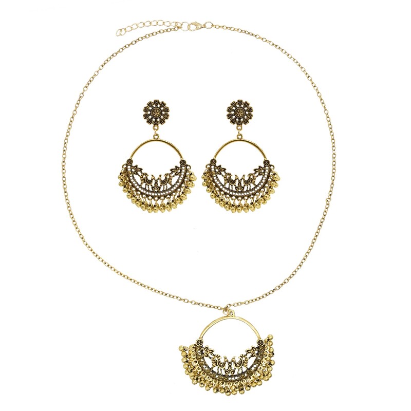 Stil etnic retro Tibetan Dai Dunhuang Feitian Set colier și cercei cu ciucuri Accesorii Bijuterii