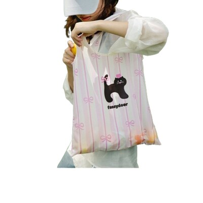 Geantă de cumpărături cu desene animate din pânză Oxford Geantă portabilă pentru depozitare multicoloră Geantă de umăr pentru femei de capacitate mare