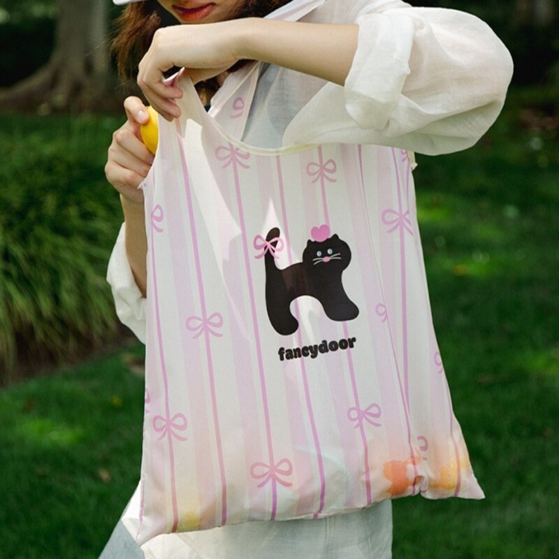 Geantă de cumpărături cu desene animate din pânză Oxford Geantă portabilă pentru depozitare multicoloră Geantă de umăr pentru femei de capacitate mare