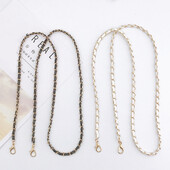 120 см PU кожа + метална верига презрамка за презрамка за жени Модна чанта Crossbody чанта Дамска черно-бяла кожена каишка за ръчна чанта