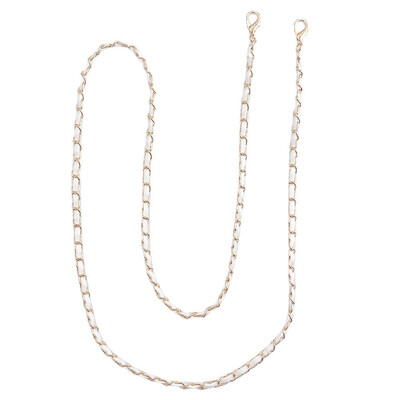 120 см PU кожа + метална верига презрамка за презрамка за жени Модна чанта Crossbody чанта Дамска черно-бяла кожена каишка за ръчна чанта