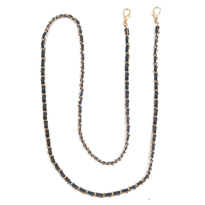 120 см PU кожа + метална верига презрамка за презрамка за жени Модна чанта Crossbody чанта Дамска черно-бяла кожена каишка за ръчна чанта