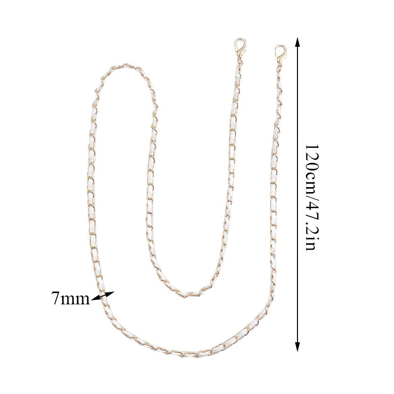 120 см PU кожа + метална верига презрамка за презрамка за жени Модна чанта Crossbody чанта Дамска черно-бяла кожена каишка за ръчна чанта