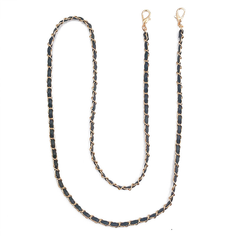 120 см PU кожа + метална верига презрамка за презрамка за жени Модна чанта Crossbody чанта Дамска черно-бяла кожена каишка за ръчна чанта