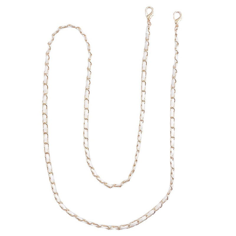 120 см PU кожа + метална верига презрамка за презрамка за жени Модна чанта Crossbody чанта Дамска черно-бяла кожена каишка за ръчна чанта