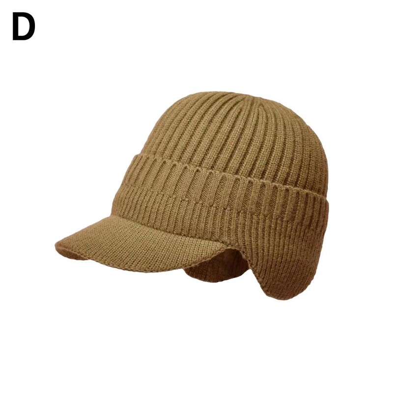 Șapcă de protecție pentru urechi în aer liber, șapcă groasă tricotată pentru bicicletă, pălărie îngroșată, eșarfă cu limbă pentru bărbați, șapcă tricotată de baseball, rezistentă la vânt, rață Viso
