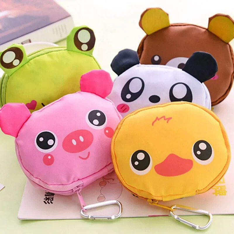 Karikatūras Dzīvnieku saliekamā iepirkumu soma Atkārtoti lietojama salokāma pārnēsājama lielveikalu iepirkumu soma pārtikas preču somiņai sieviešu rokassomiņa