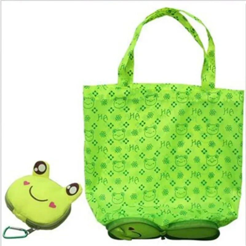 Karikatūras Dzīvnieku saliekamā iepirkumu soma Atkārtoti lietojama salokāma pārnēsājama lielveikalu iepirkumu soma pārtikas preču somiņai sieviešu rokassomiņa