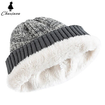 Ear Beanie με Fleece Unisex Χειμερινά καπέλα δίχρωμα Προσθήκη γούνινη επένδυση ανδρών και γυναικών Ζεστό καπέλο Beanie Casual Χειμερινά πλεκτά καπέλα