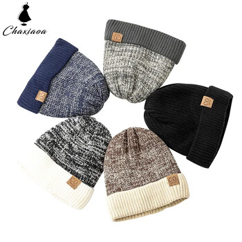 Ear Beanie με Fleece Unisex Χειμερινά καπέλα δίχρωμα Προσθήκη γούνινη επένδυση ανδρών και γυναικών Ζεστό καπέλο Beanie Casual Χειμερινά πλεκτά καπέλα