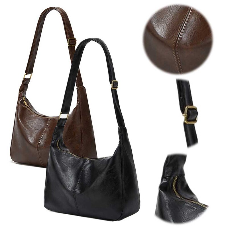 Kurjera soma, PU ādas regulējama siksna, plecu soma sievietēm ar iekšējām kabatām ar rāvējslēdzēju.