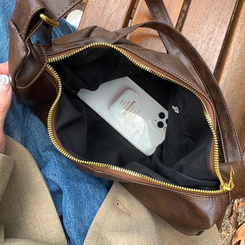 Kurjera soma, PU ādas regulējama siksna, plecu soma sievietēm ar iekšējām kabatām ar rāvējslēdzēju.