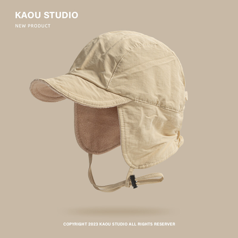 Pălărie de pilot din catifea, retro japoneză, de culoare solidă, iarnă, în aer liber, cu protecție pentru urechi, rezistentă la vânt, pentru bărbați și femei