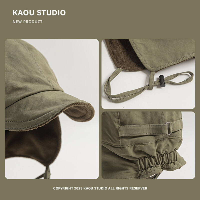 Pălărie de pilot din catifea, retro japoneză, de culoare solidă, iarnă, în aer liber, cu protecție pentru urechi, rezistentă la vânt, pentru bărbați și femei