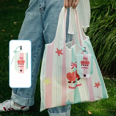 Geantă drăguță Capybara de mare capacitate pentru cumpărături cu păpușă Geantă portabilă ușoară Organizator creativ pliabil din pânză pentru călătorii