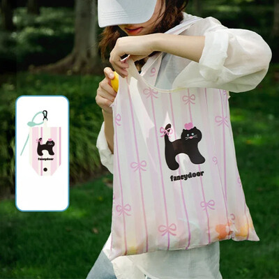 Geantă drăguță Capybara de mare capacitate pentru cumpărături cu păpușă Geantă portabilă ușoară Organizator creativ pliabil din pânză pentru călătorii