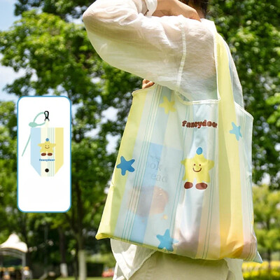 Geantă drăguță Capybara de mare capacitate pentru cumpărături cu păpușă Geantă portabilă ușoară Organizator creativ pliabil din pânză pentru călătorii