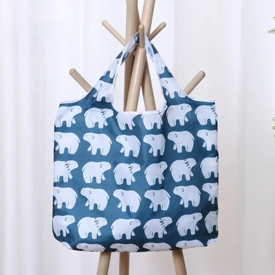 Geantă drăguță Capybara de mare capacitate pentru cumpărături cu păpușă Geantă portabilă ușoară Organizator creativ pliabil din pânză pentru călătorii