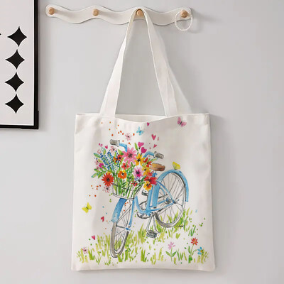 Geantă reutilizabilă cu flori de fluture, model cu buruieni colorate, pentru cumpărături, geantă mare de umăr, pliabile, utilitare