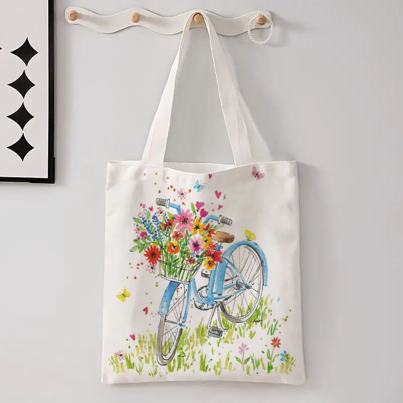 Geantă reutilizabilă cu flori de fluture, model cu buruieni colorate, pentru cumpărături, geantă mare de umăr, pliabile, utilitare