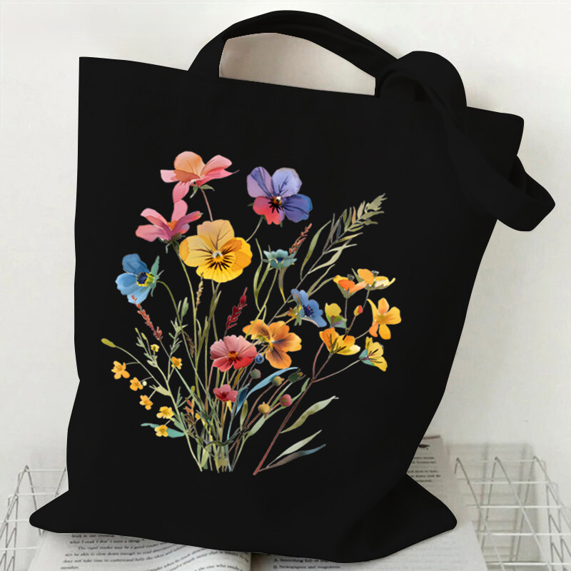 Boho Wildflowers Uzorak Retro Grafika Platnena velika torba Višekratna kupovna torba za žene torbice i ručne torbe Platnena torba