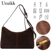 Geantă de umăr din piele intoarsa pentru femei, cu curea reglabila, geanta de tip crossbody cu buzunare multiple.