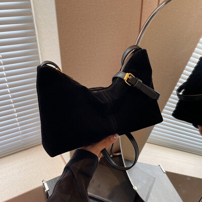 Geantă de umăr din piele intoarsa pentru femei, cu curea reglabila, geanta de tip crossbody cu buzunare multiple.