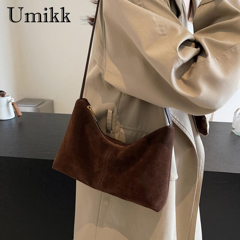 Geantă de umăr din piele intoarsa pentru femei, cu curea reglabila, geanta de tip crossbody cu buzunare multiple.